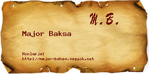 Major Baksa névjegykártya